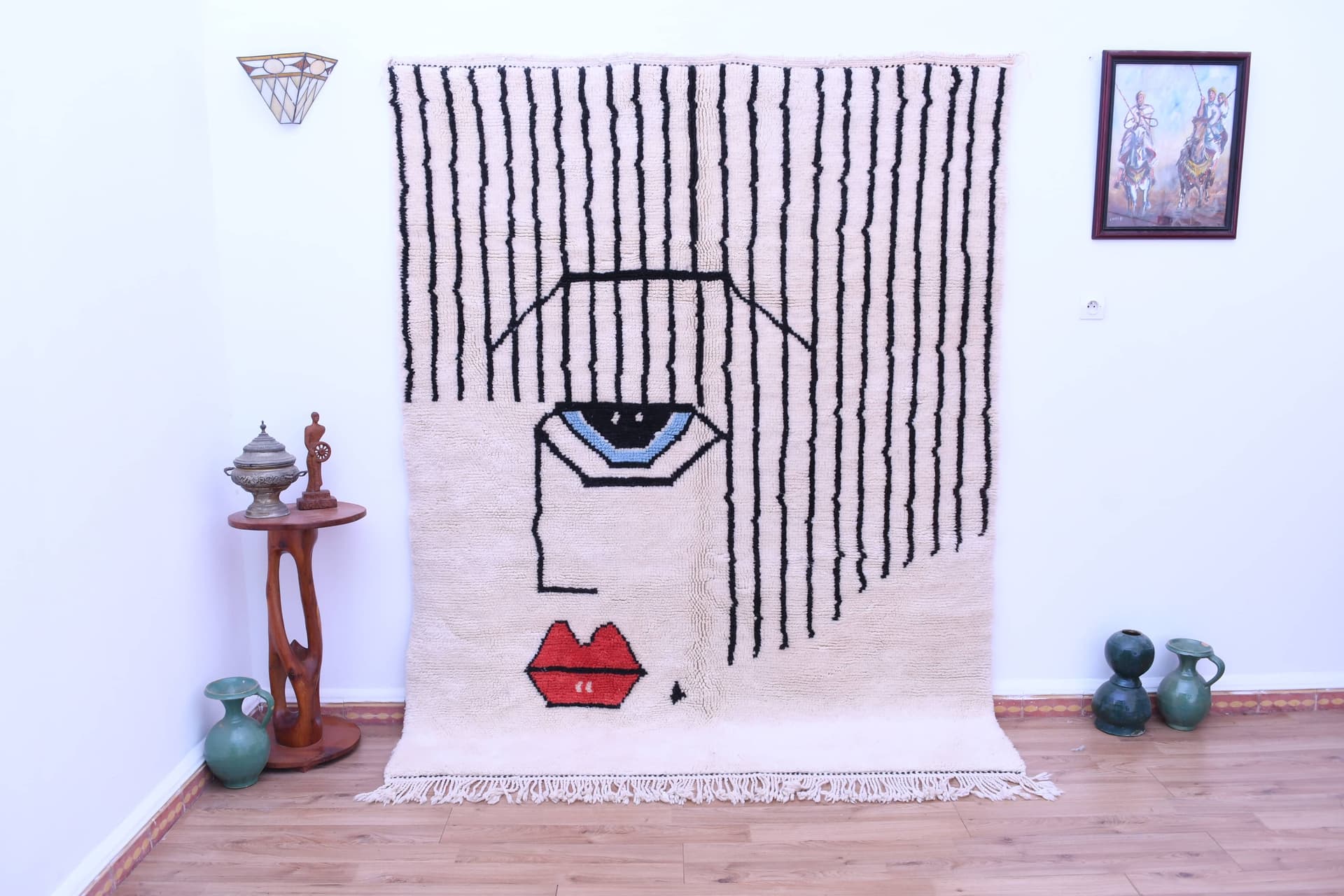 Ivory Black Abstract Rug