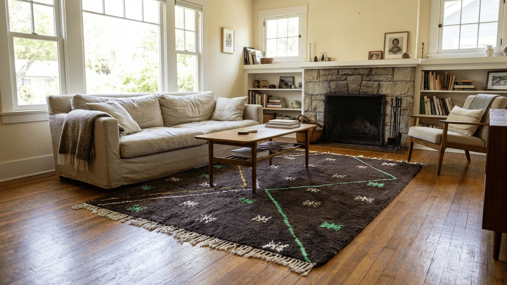 Brown Zigzag Beni Mrirt Rug