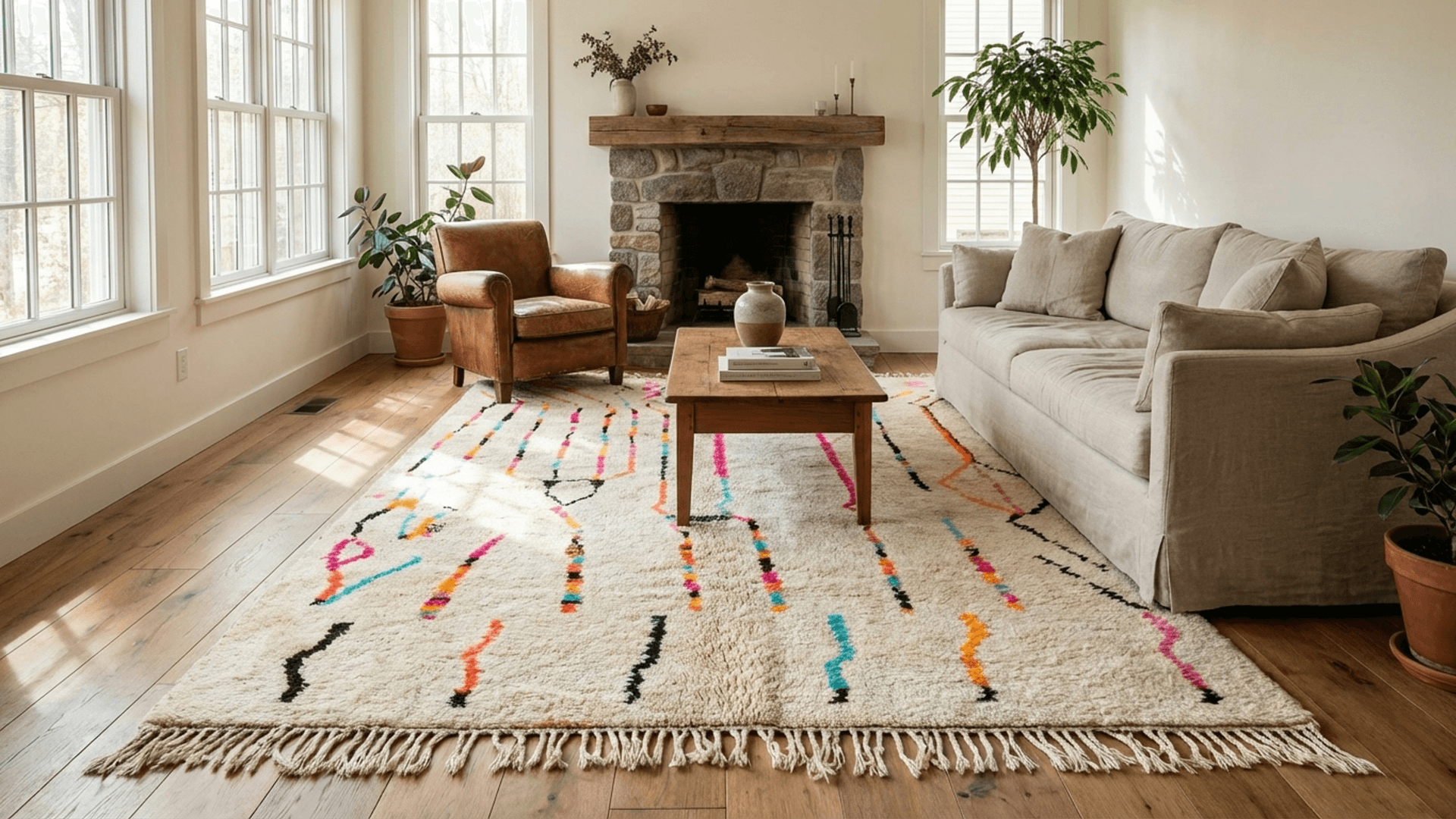 Multicolor Abstract Azilal Rug