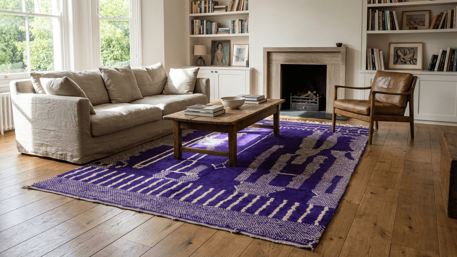 Purple Abstract Beni Mrirt Rug