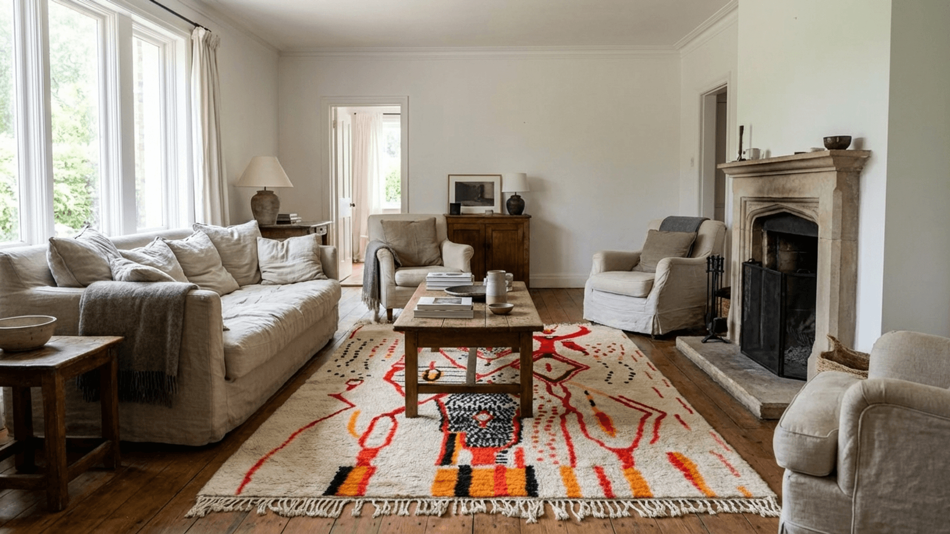 Neutral Medallion Azilal Rug