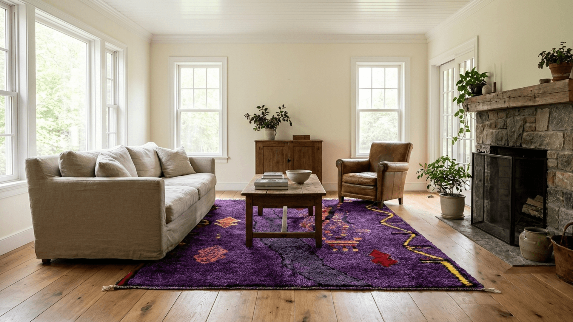 Purple Zigzag Azilal Rug