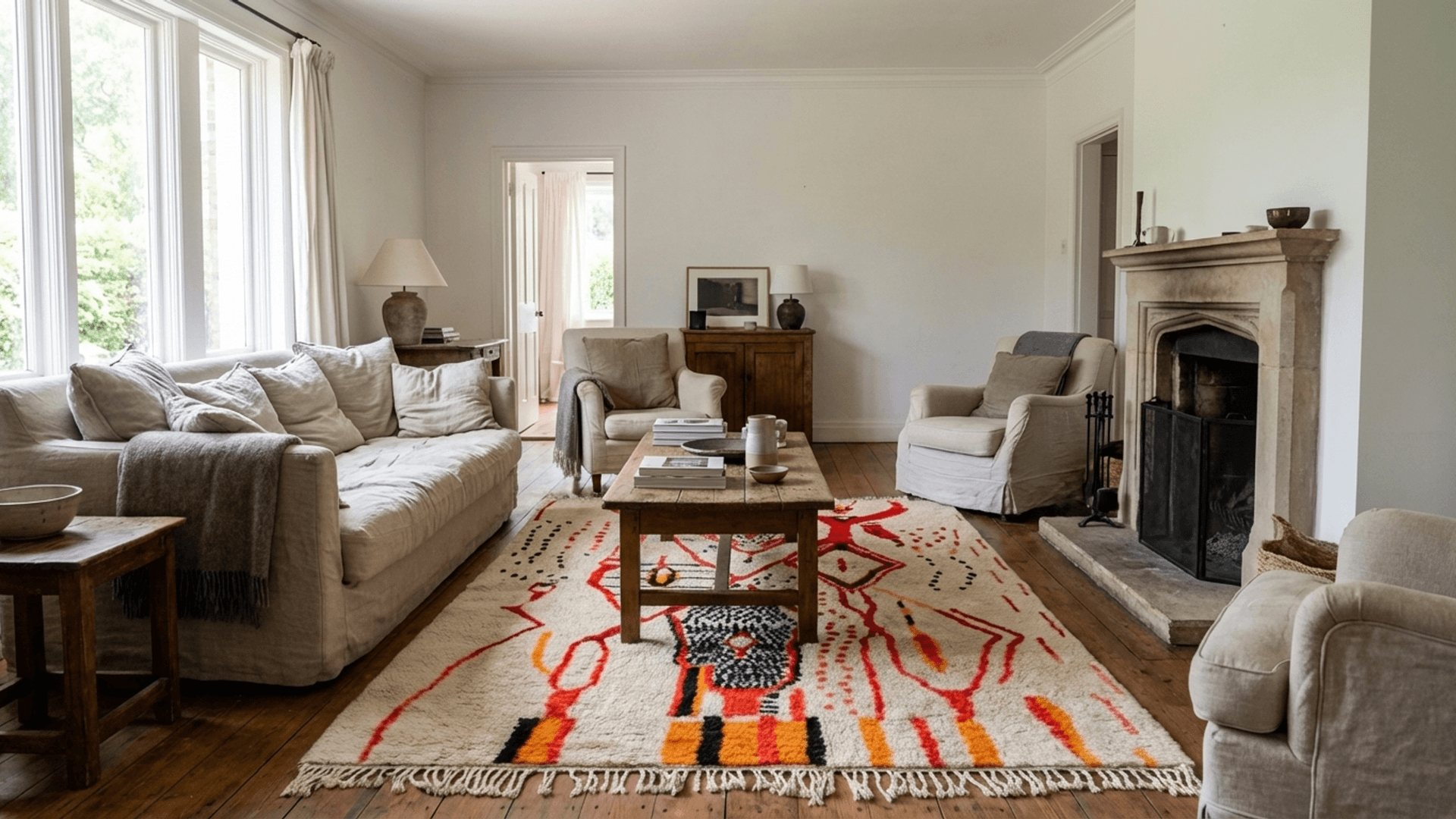 Neutral Medallion Azilal Rug
