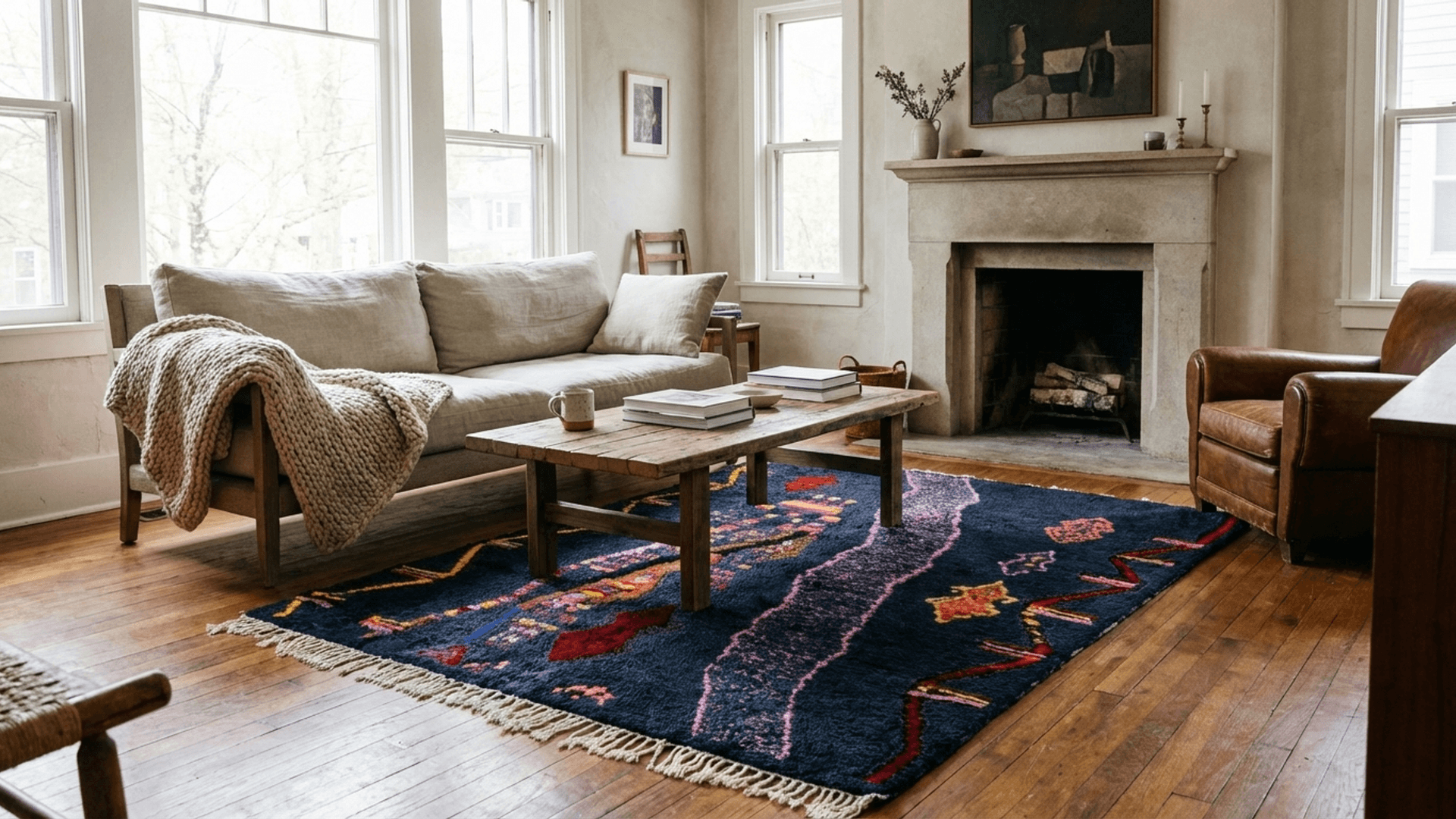 Black Abstract Azilal Rug