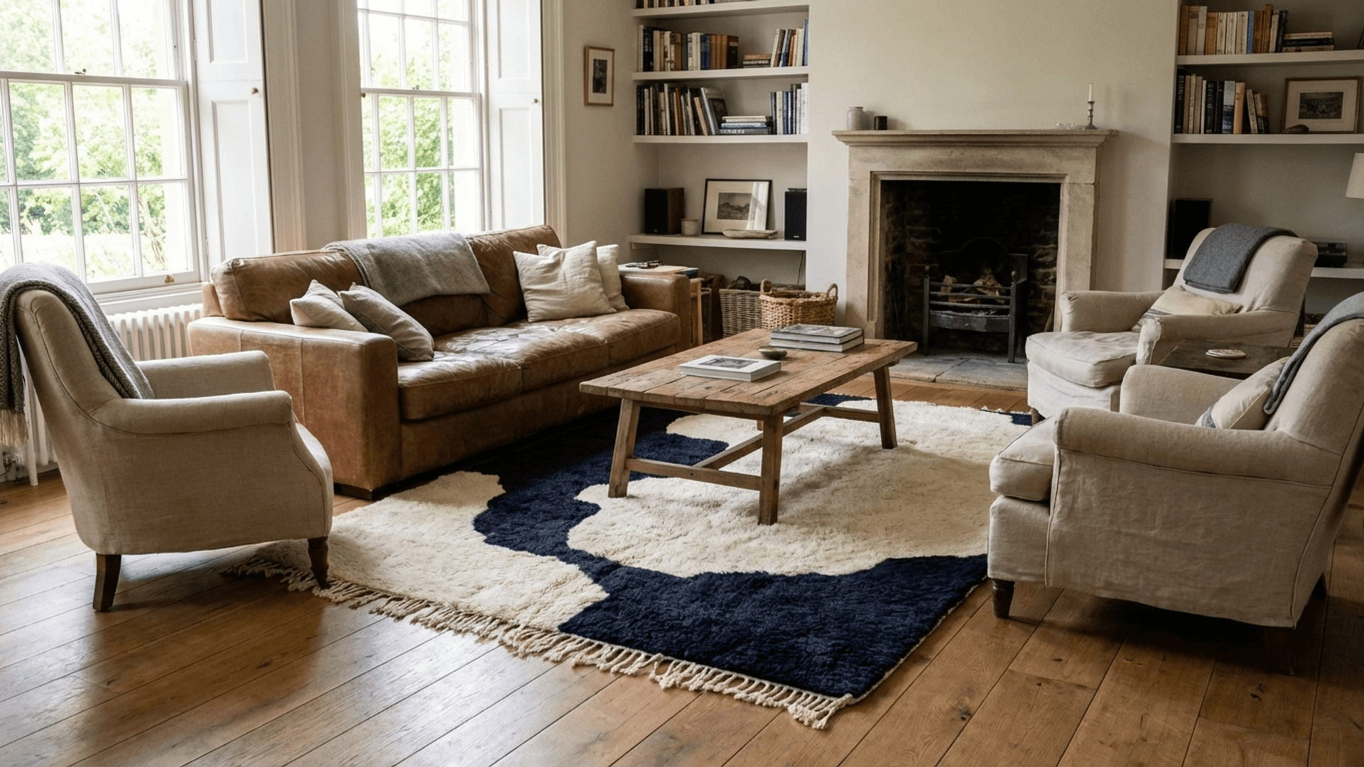 Black Organic Block Beni Mrirt Rug