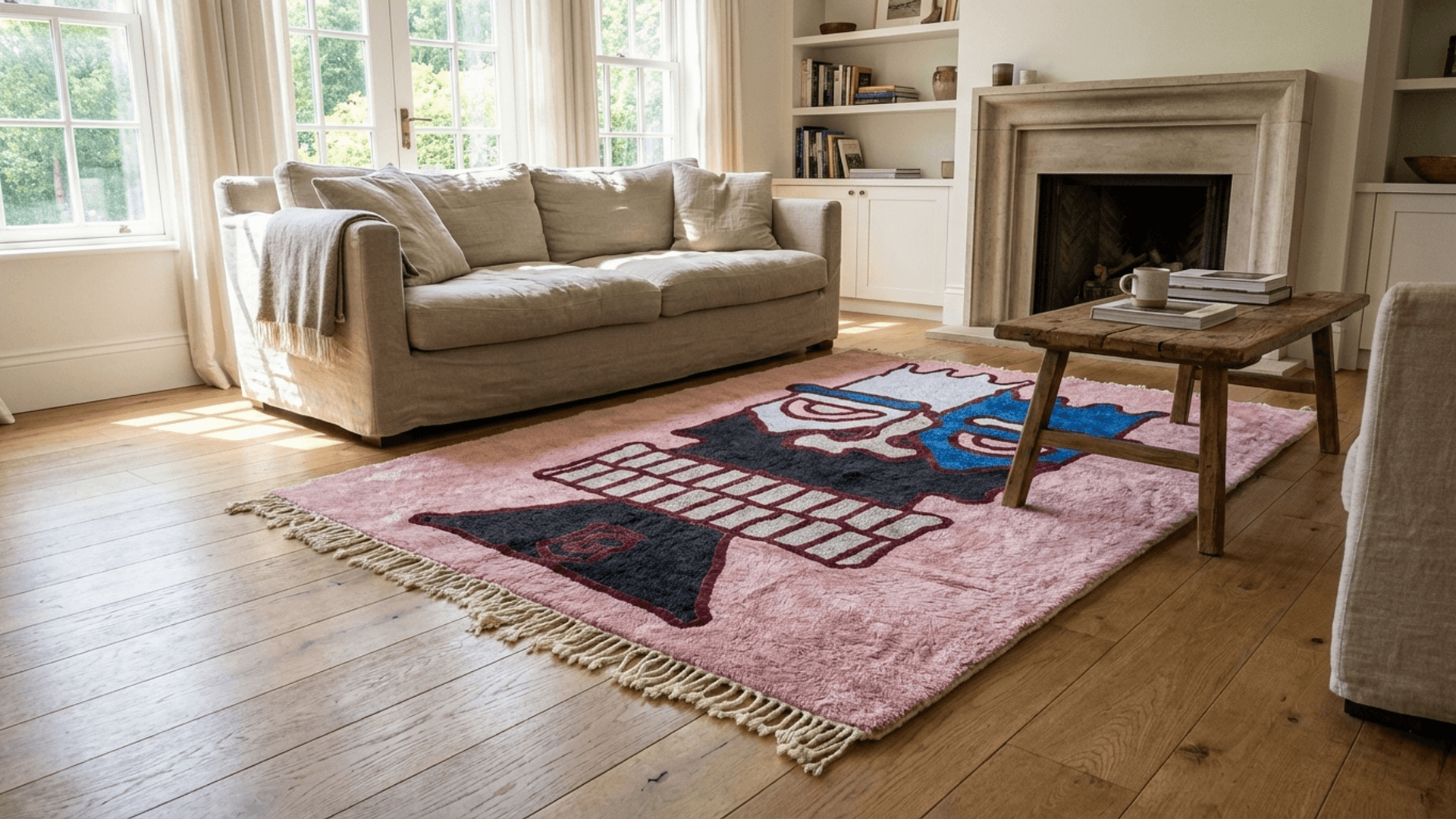 Pink Face Motif Rug