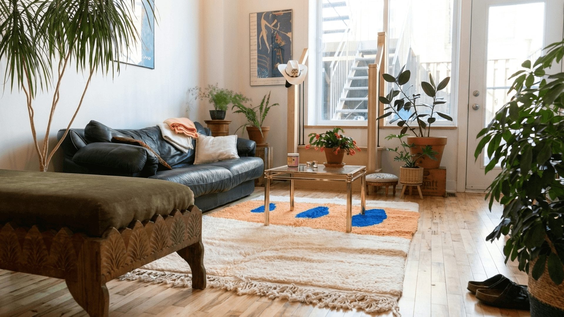 Ivory Cobalt Accent Beni Mrirt Rug