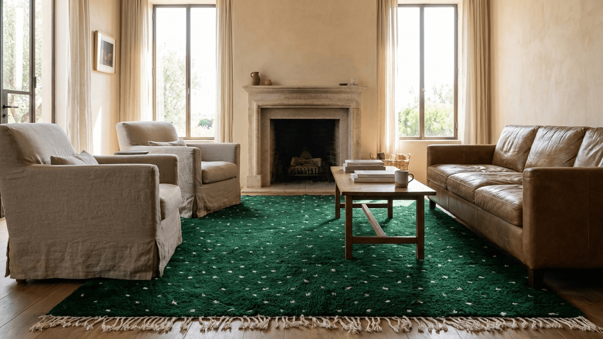 Emerald Speckled Beni Mrirt Rug