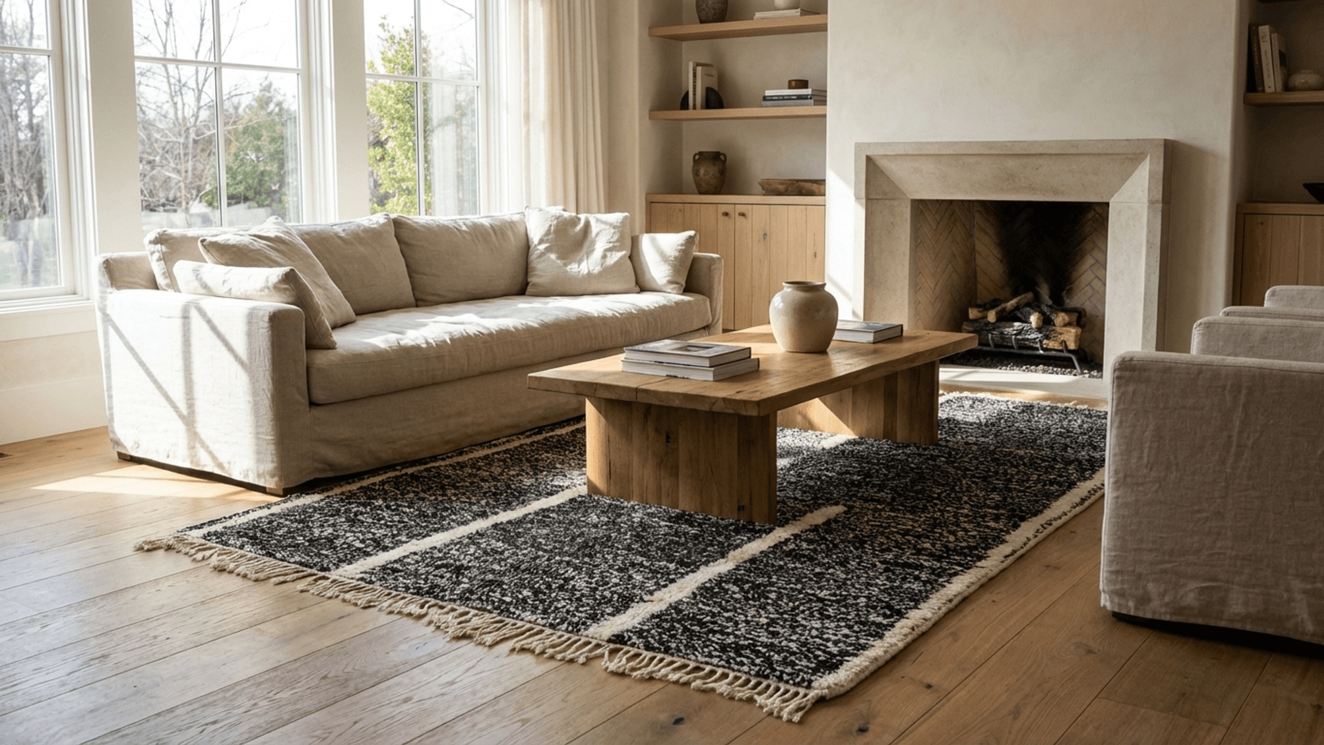 Black Grid Beni Ourain Rug