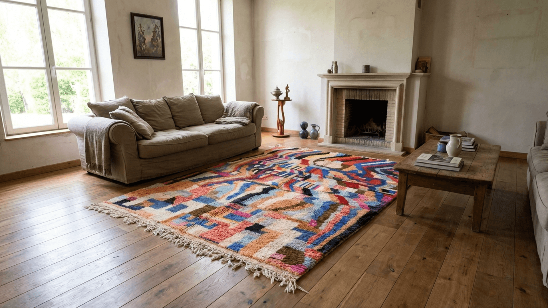 Multicolor Abstract Beni Mrirt Rug
