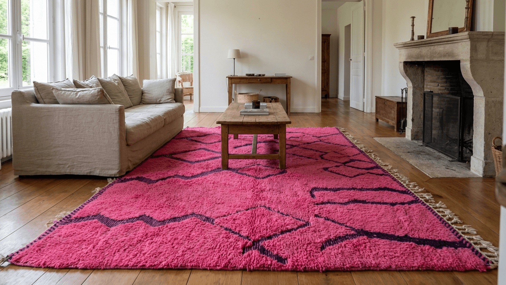 Hot Pink Diamond Beni Mrirt Rug