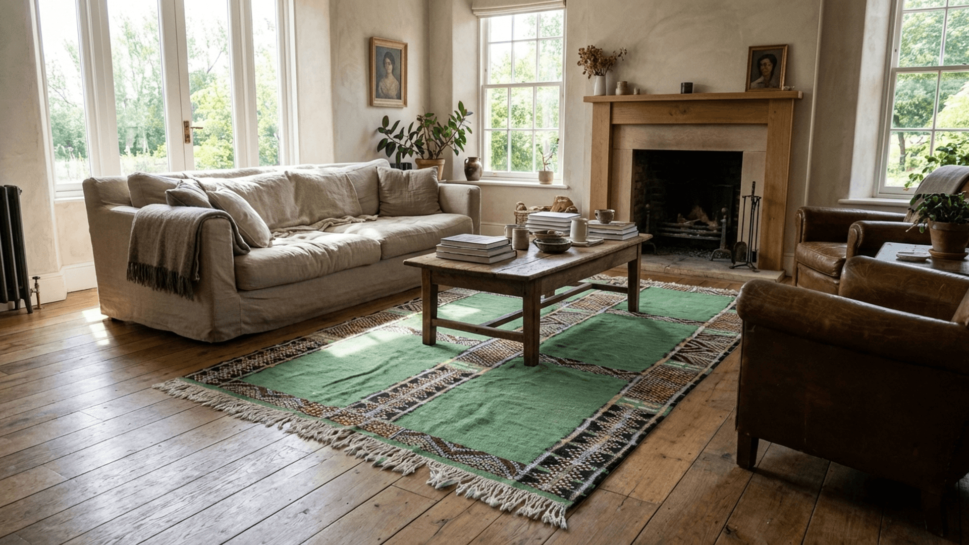 Green Grid Zemmour Rug