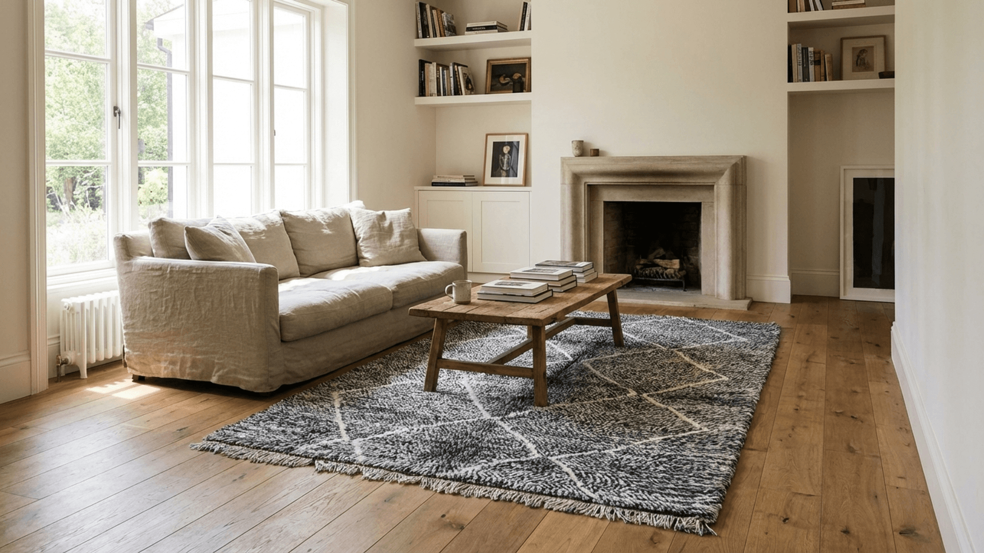 Black Lattice Beni Ourain Rug