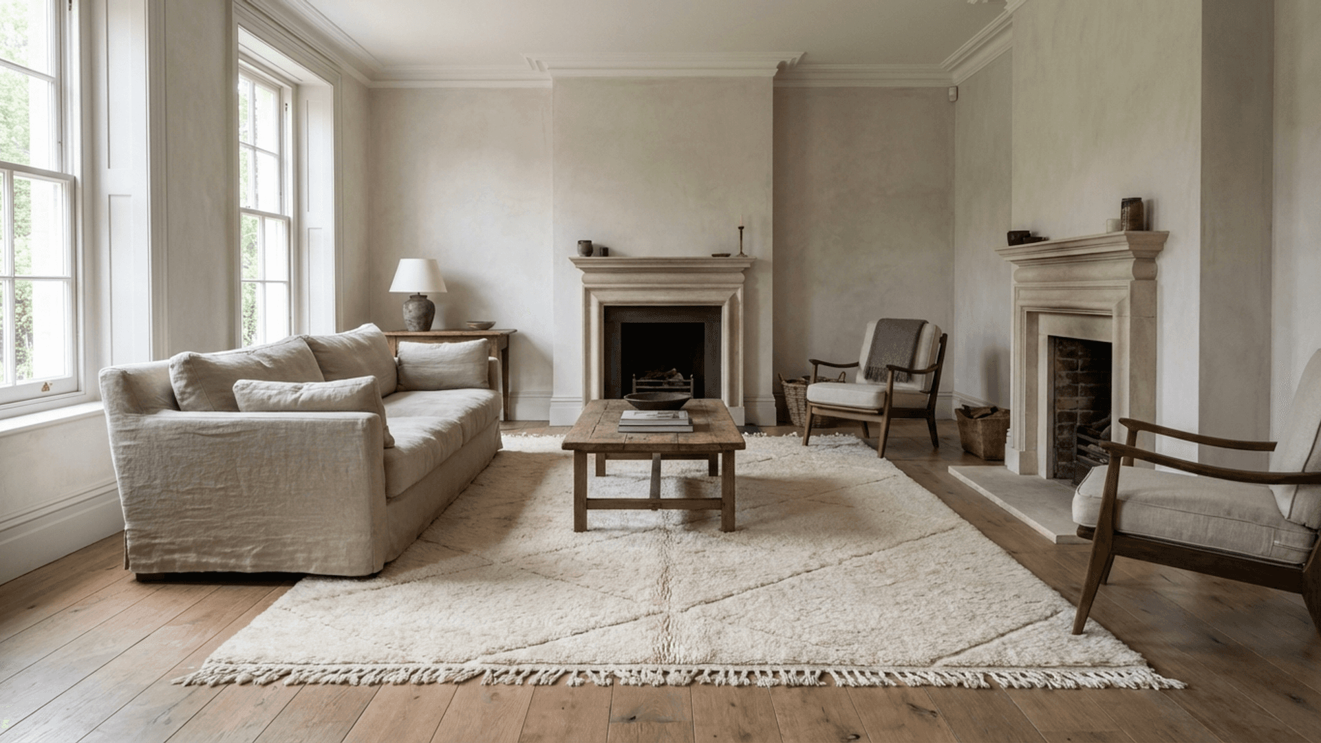 Ivory Large Diamond Beni Ourain Rug