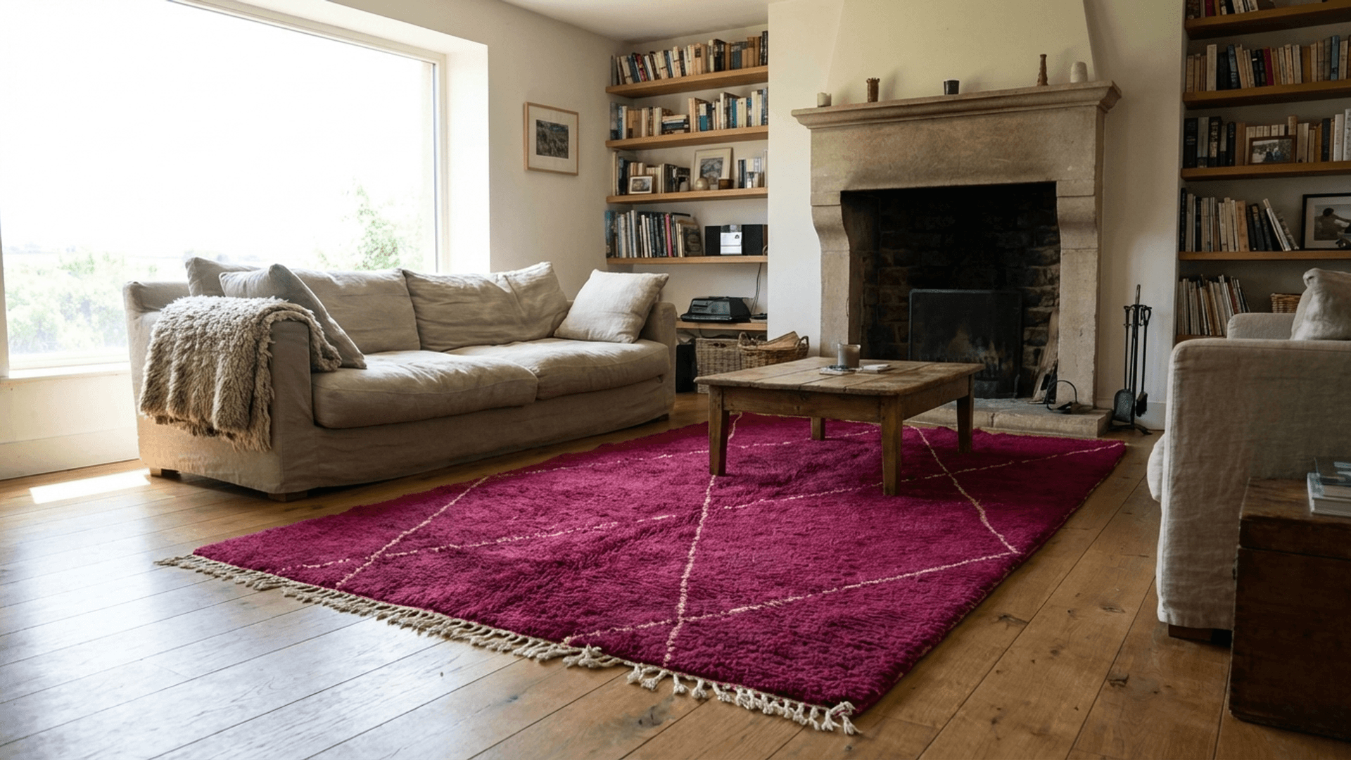Burgundy Diamond Beni Ourain Rug