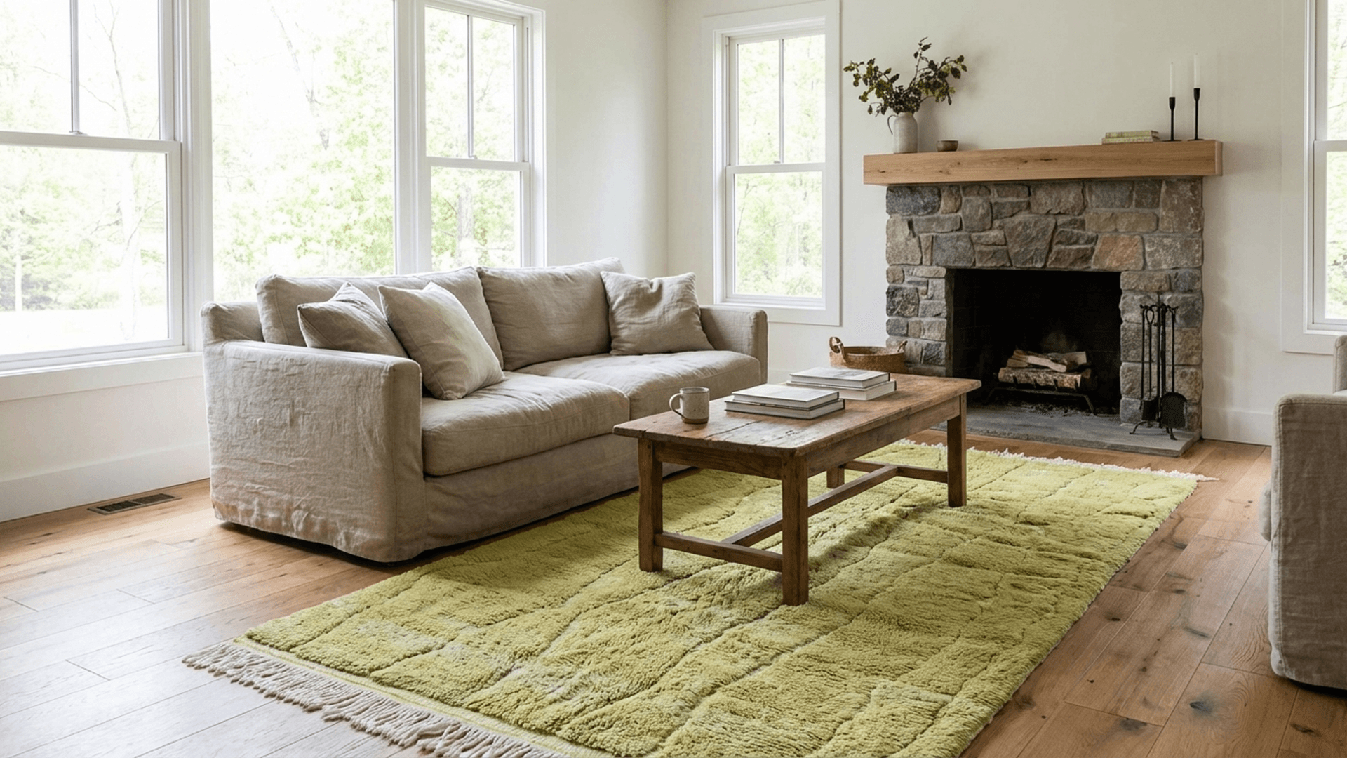 Sage Wavy Line Beni Mrirt Rug