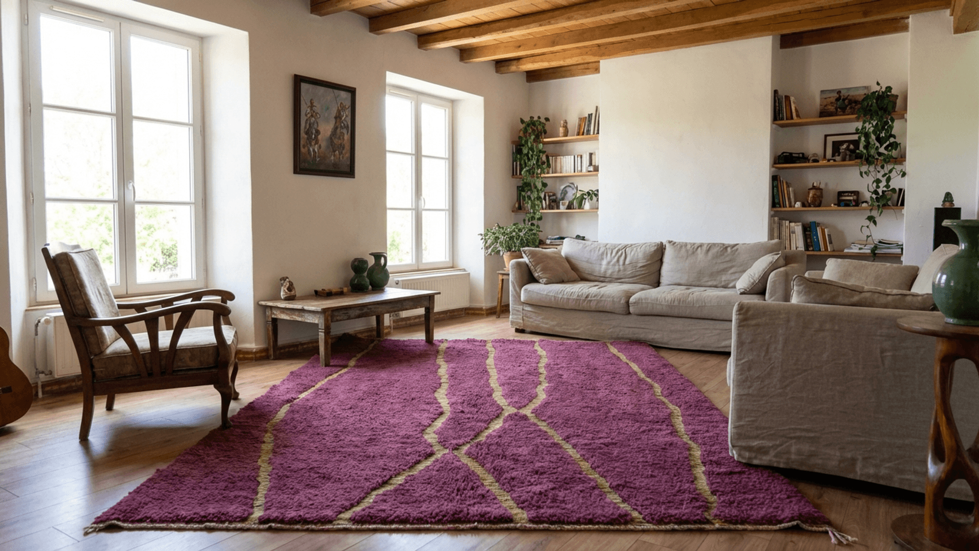 Purple Olive Stripe Beni Mrirt Rug