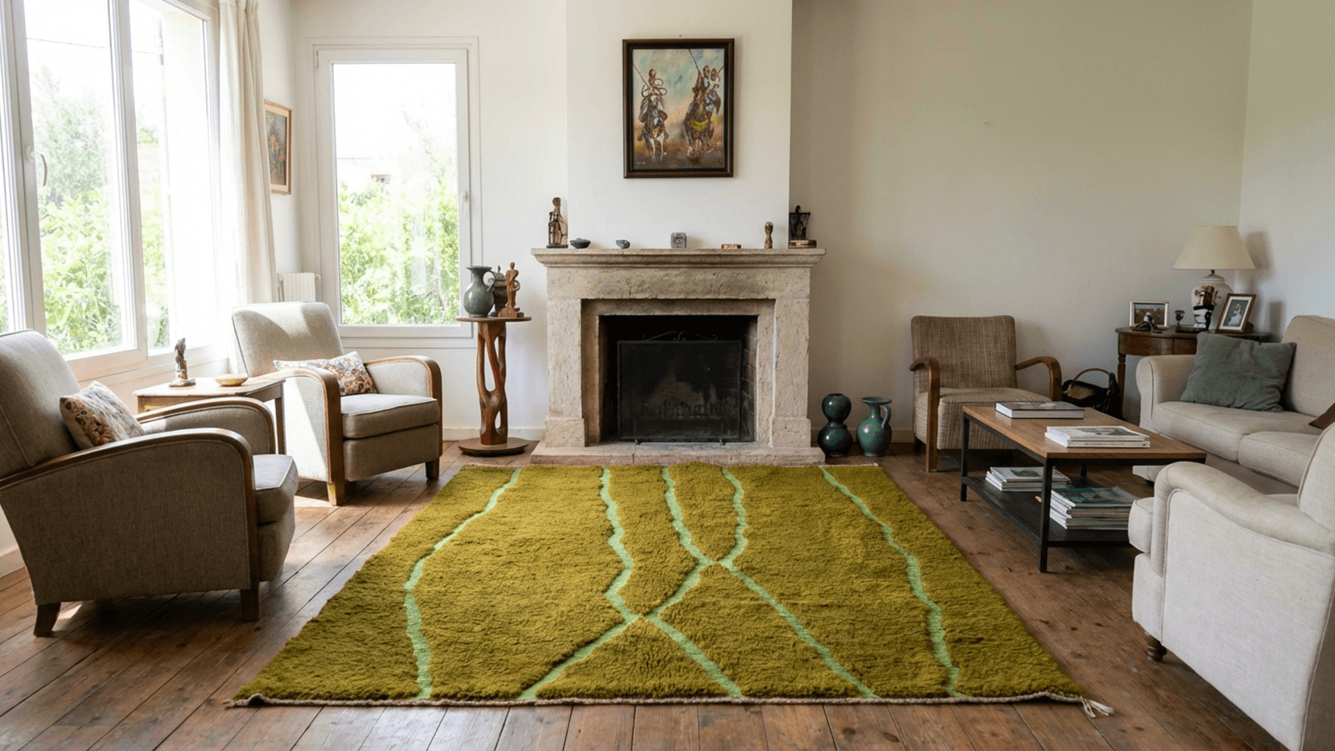 Olive Crossing Line Beni Mrirt Rug