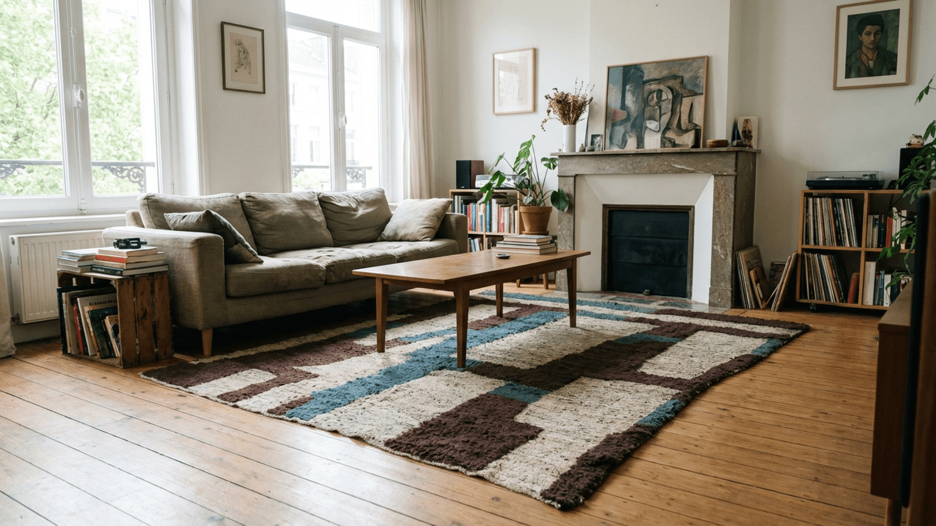 Neutral Blockwork Beni Mrirt Rug