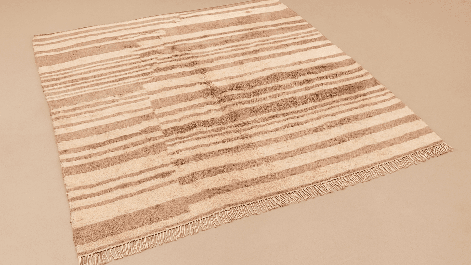 Handmade Wool Rug Beni Mrirt Custom Size Boho Living Room