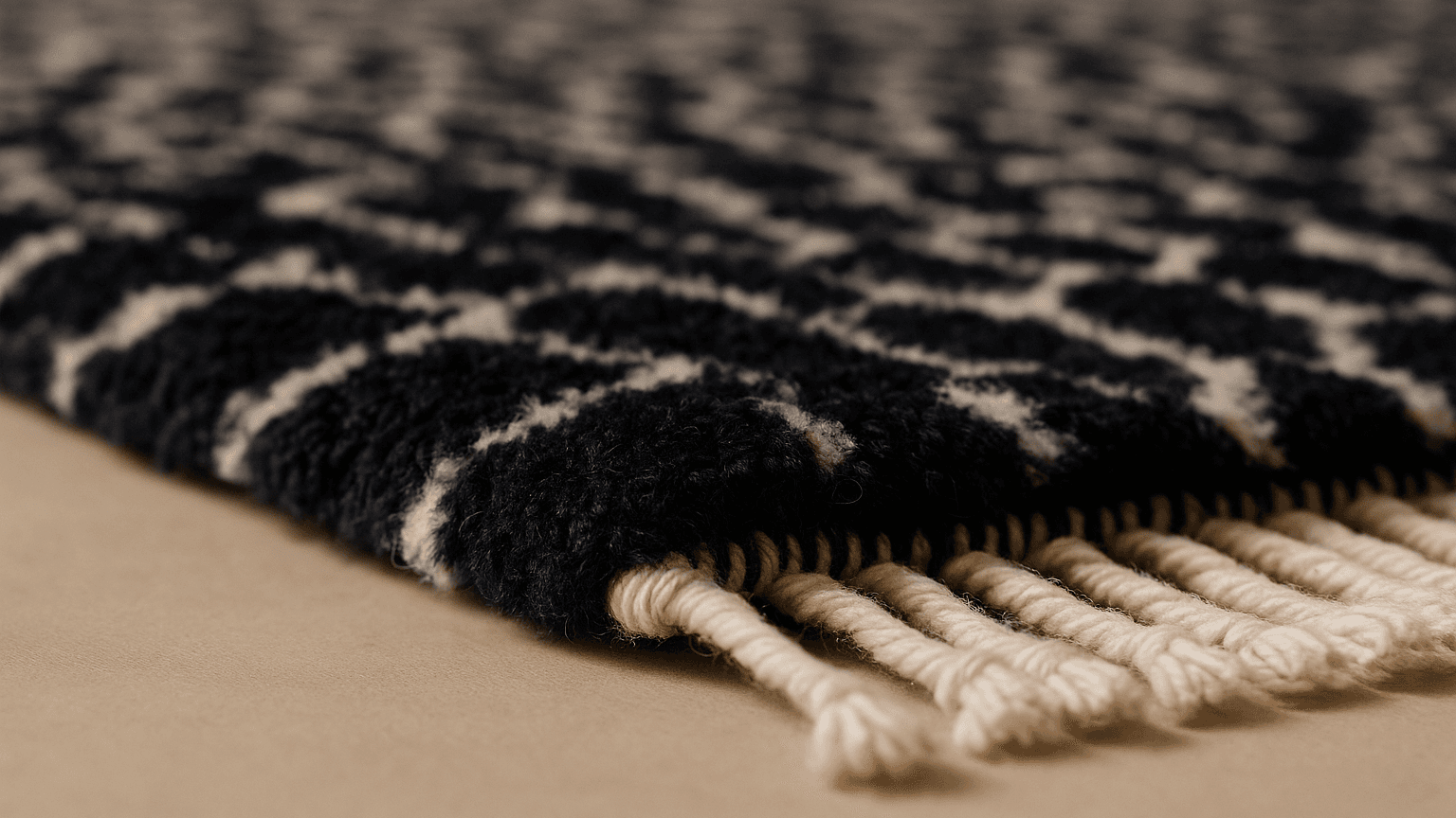 Moroccan Rug Handmade Wool - Black Ivory Leopard Neutral Modern Boho Area Rug for Living Room Bedroom Beni Mrirt