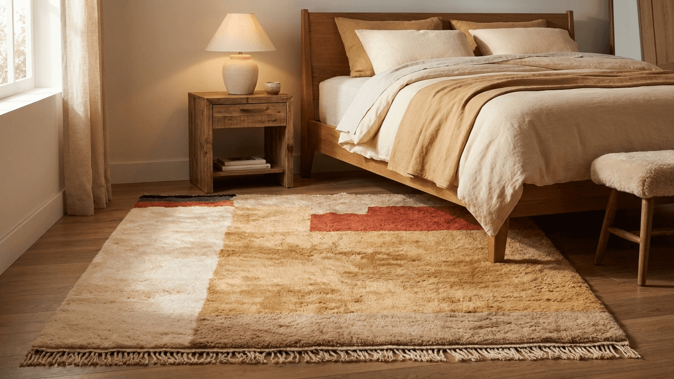 Handmade Wool Rugs - Beni MrirtBoho Living Room Decor