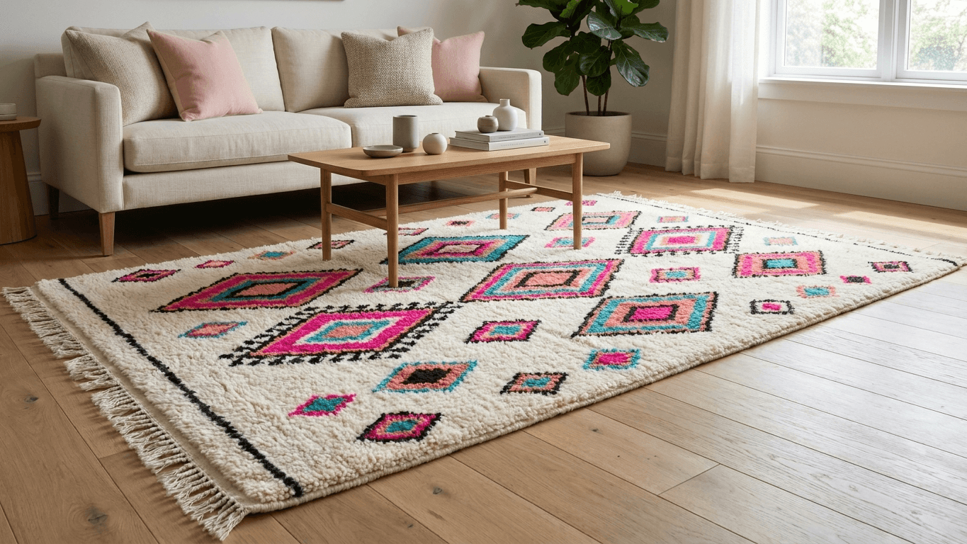 Multicolor Layered Diamond Azilal Rug