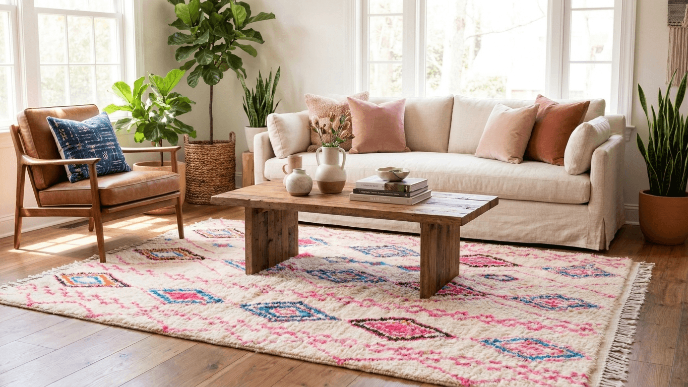 Multicolor Layered Diamond Azilal Rug