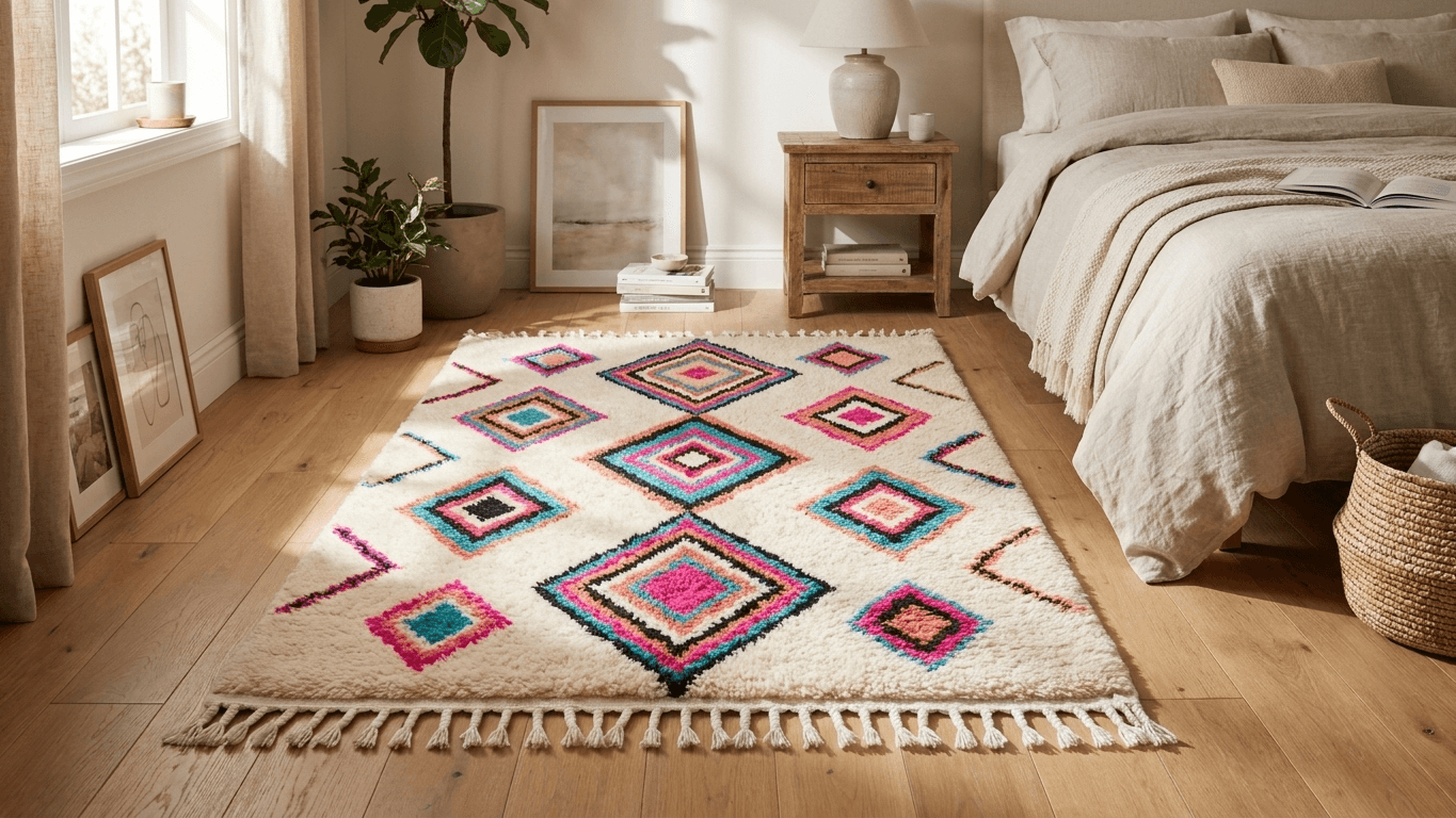 Multicolor Layered Diamond Azilal Rug