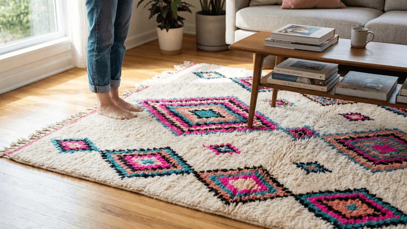 Multicolor Layered Diamond Azilal Rug