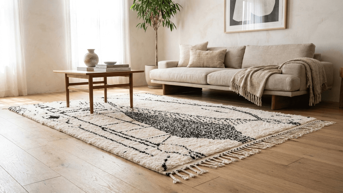 Ivory Linework Azilal Rug