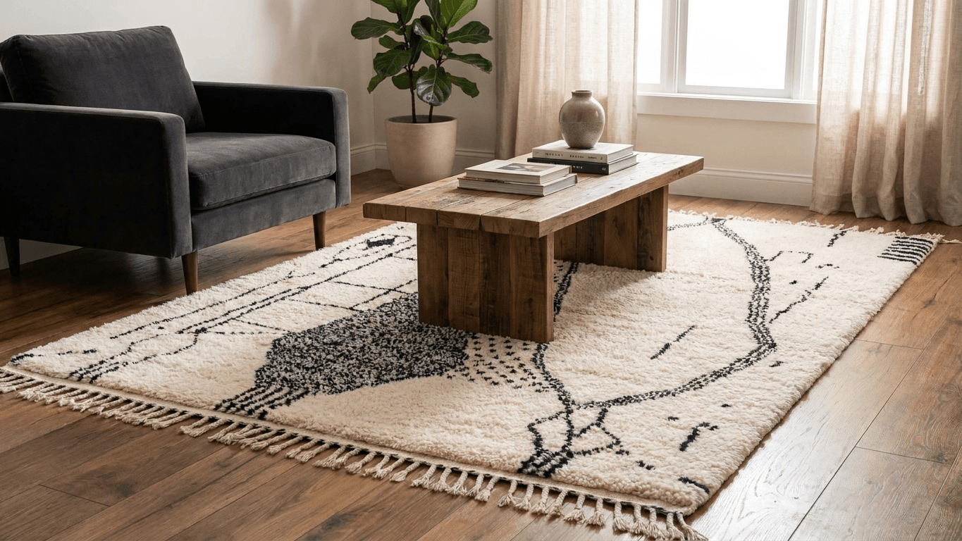 Ivory Linework Azilal Rug