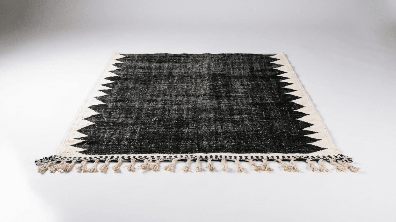 Black Zigzag Taznakht Rug