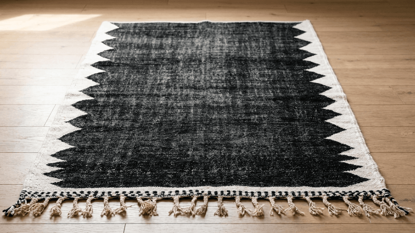 Black Zigzag Taznakht Rug