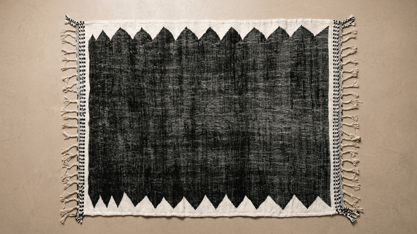 Black Zigzag Taznakht Rug