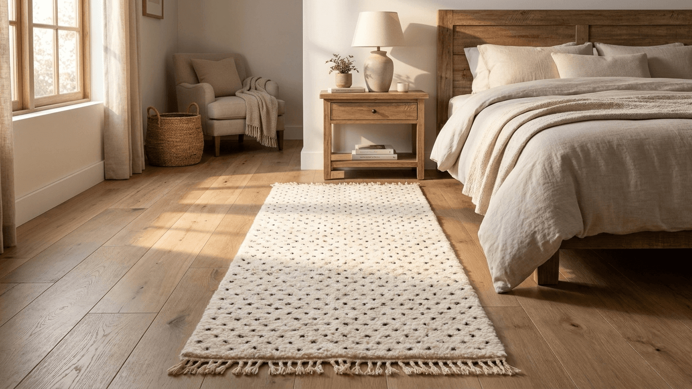 Ivory Flecked Beni Ourain Runner Rug
