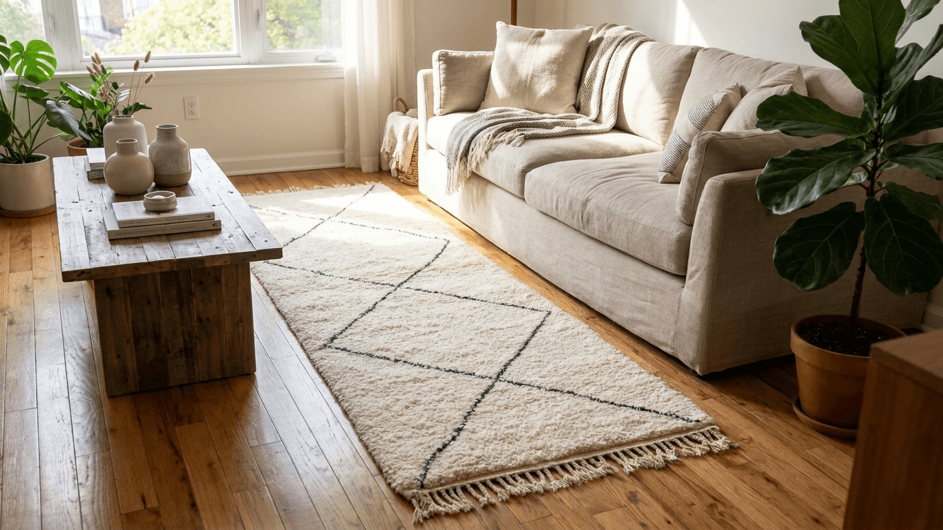 Ivory Diamond Beni Ourain Rug