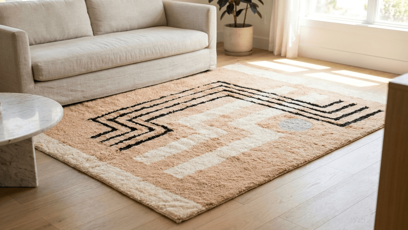 Handmade Wool Rug  Boho Style Living Room Decor