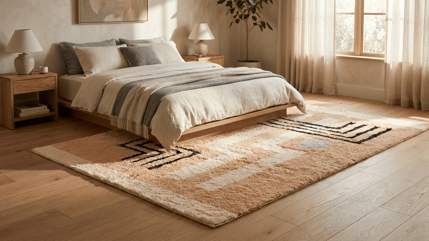 Handmade Wool Rug  Boho Style Living Room Decor
