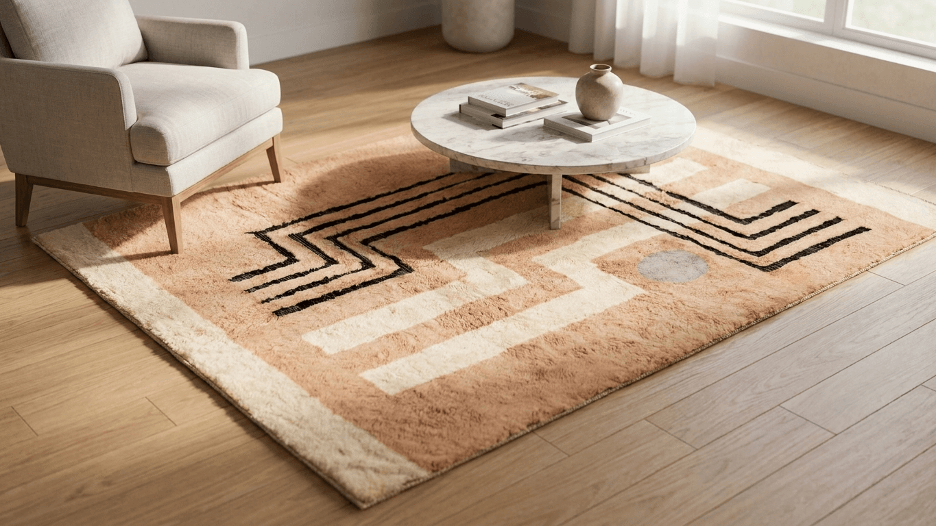 Handmade Wool Rug  Boho Style Living Room Decor