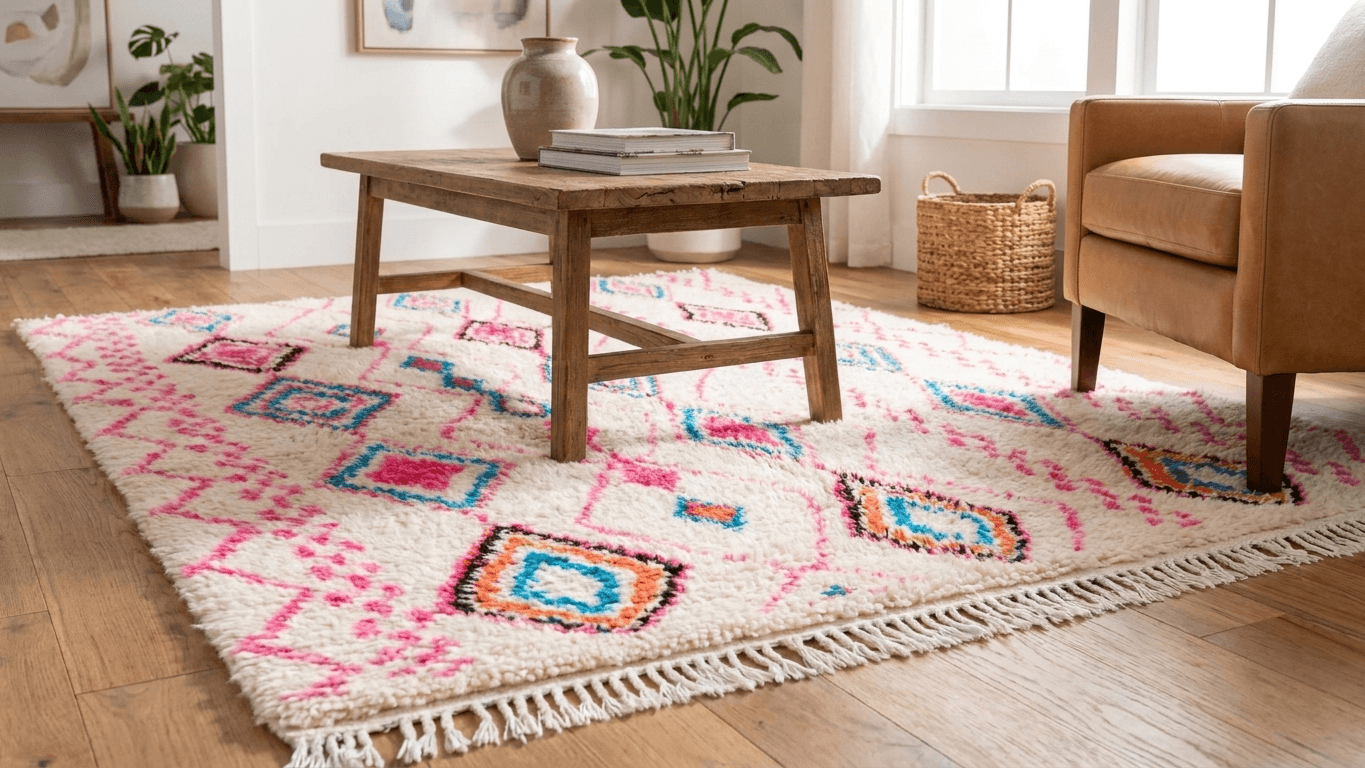 Multicolor Layered Diamond Azilal Rug