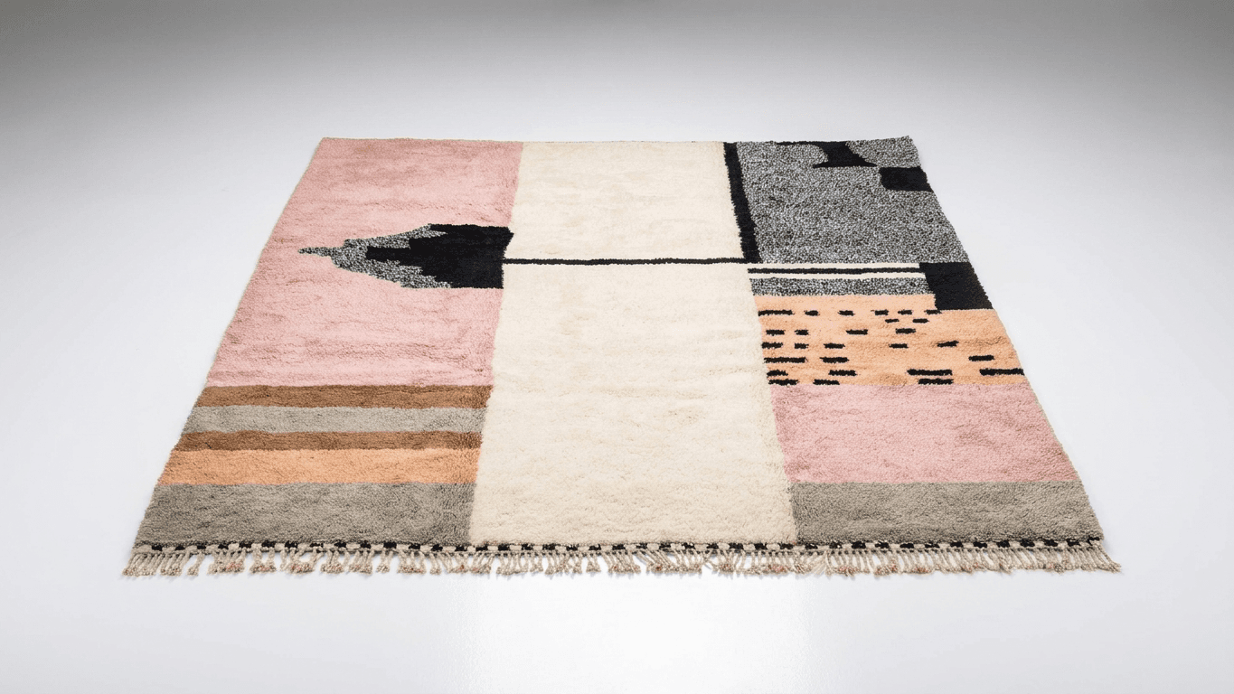 Handmade Wool Rug Boho Modern Living Room
