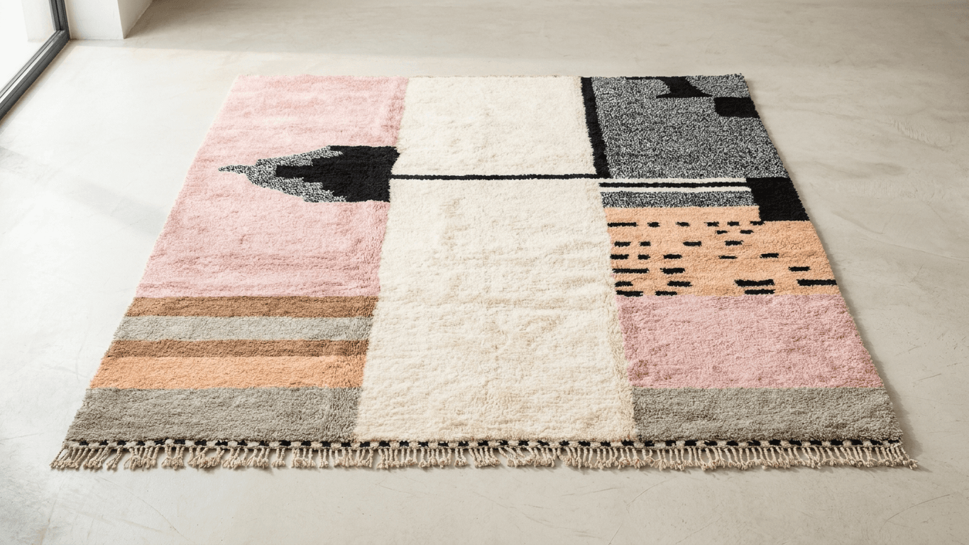Handmade Wool Rug Boho Modern Living Room