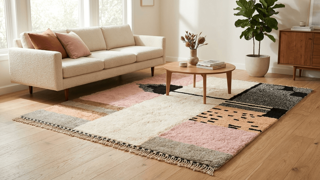 Handmade Wool Rug Boho Modern Living Room