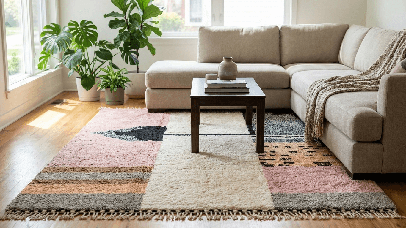 Handmade Wool Rug Boho Modern Living Room