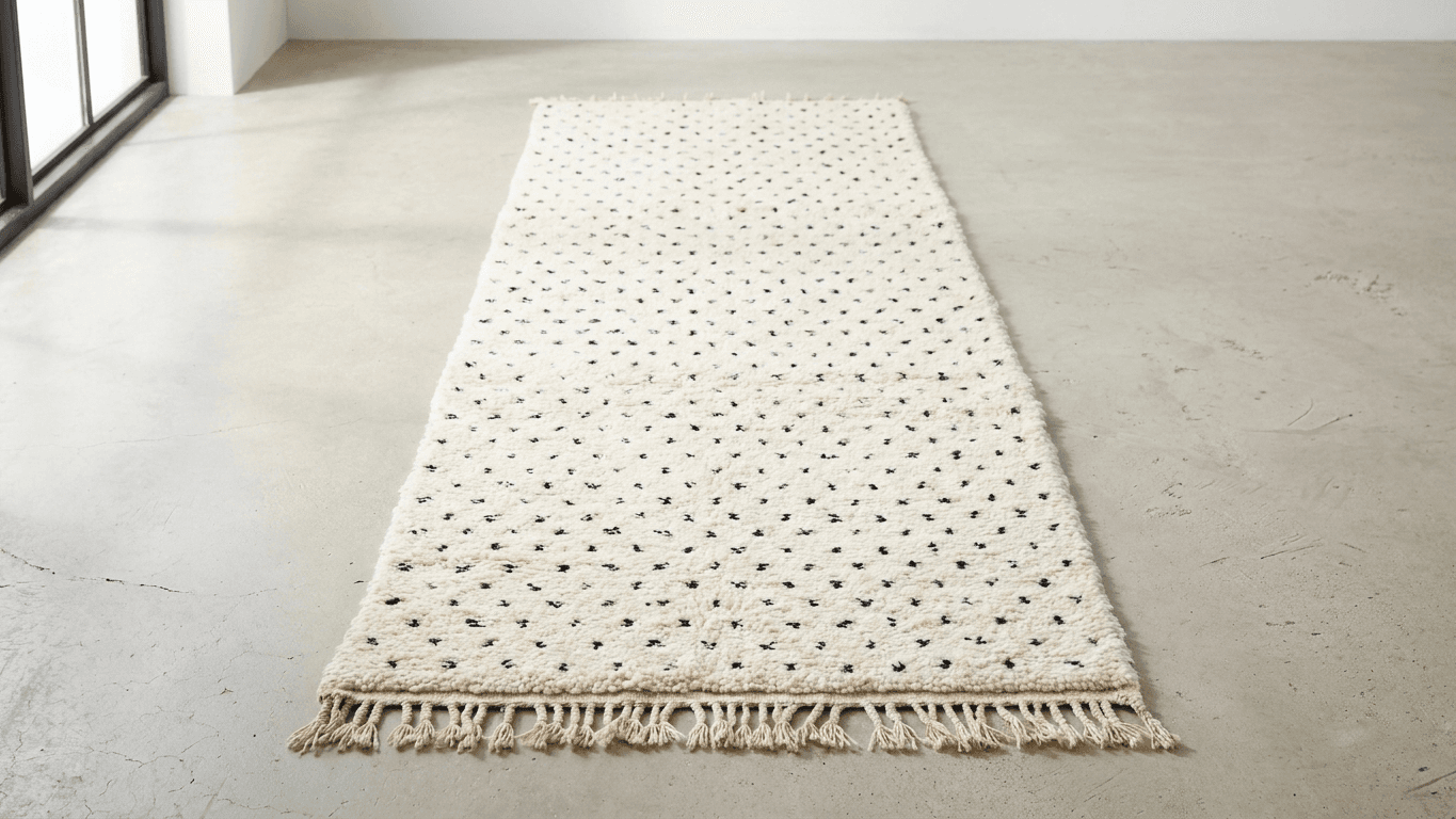Ivory Flecked Beni Ourain Runner Rug