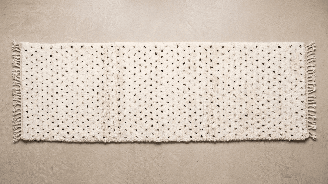 Ivory Flecked Beni Ourain Runner Rug