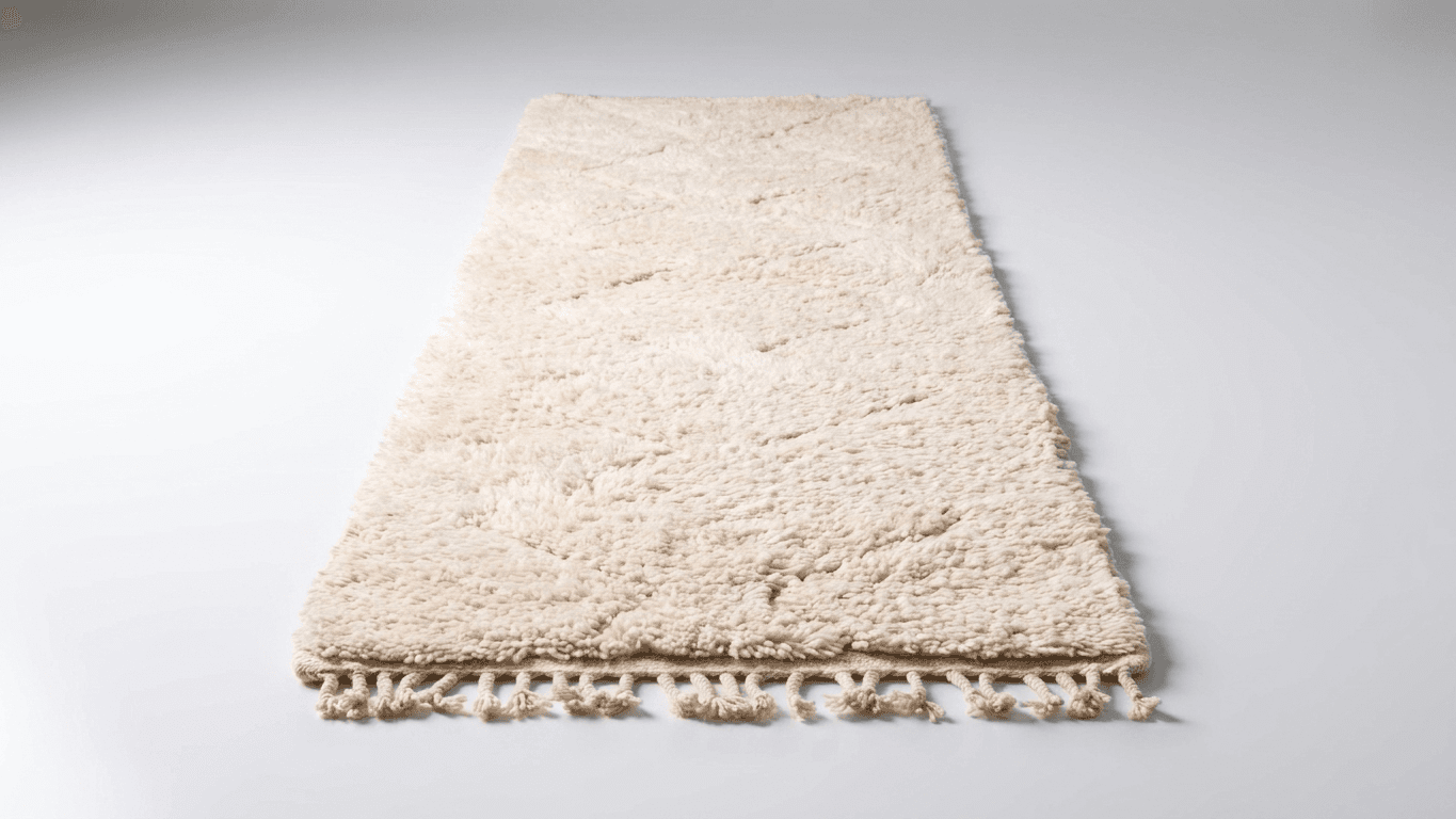 Ivory Fringed Diamond Beni Ourain Rug