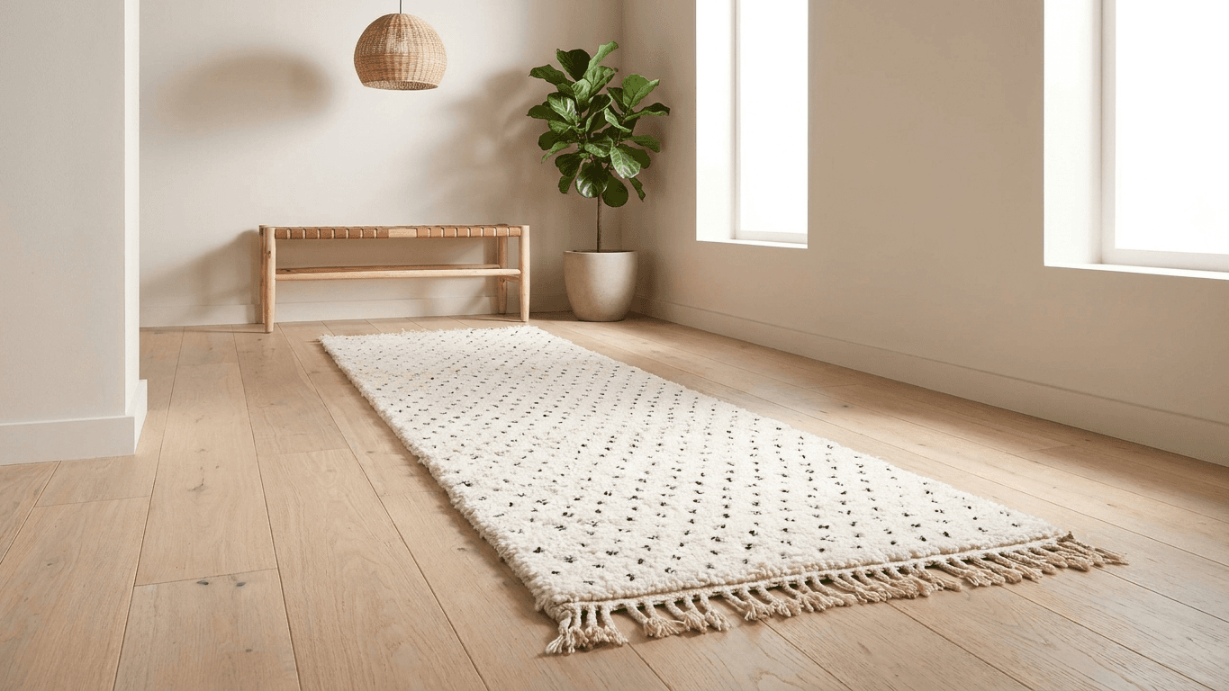 Ivory Flecked Beni Ourain Runner Rug