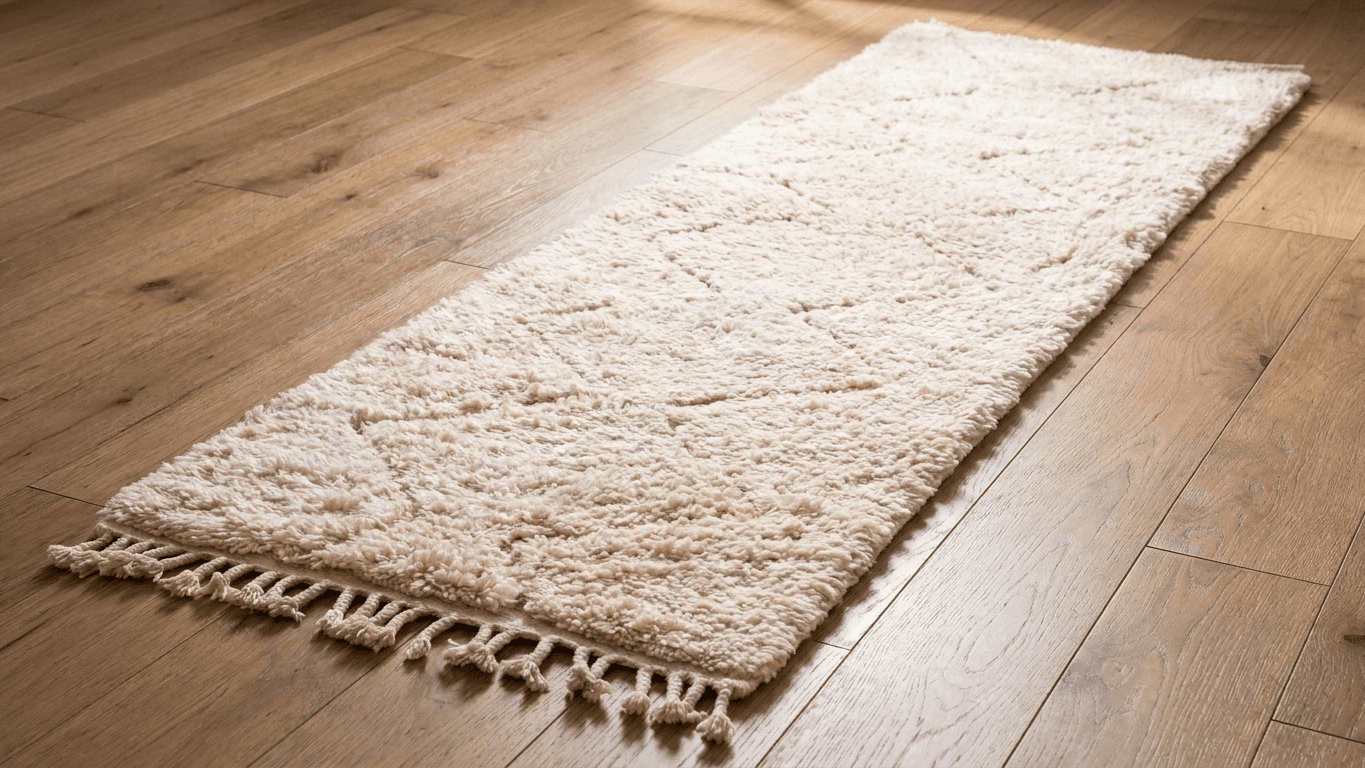 Ivory Fringed Diamond Beni Ourain Rug